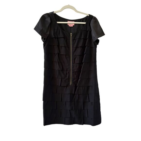Phoebe Couture Ruffle Front Zip Mini Dress Women’s Black Size 8 - Picture 1 of 6